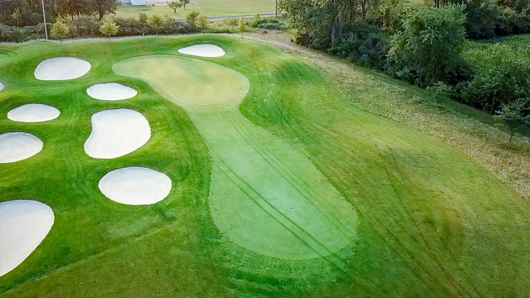 Hole 13 with sandpits